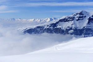 View from Torrenthorn Mountain over the fog shrouded Valais Alps, Leukerbad, Valais, Switzerland, Europe View from Torrenthorn Mountain over the fog shrouded Valais Alps, Leukerbad, Valais, Switzerland, Europe