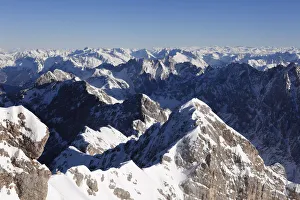 View from Zugspitze Mountain over Jubilaeumsgrat Ridge with the Hoellentalspitzen View from Zugspitze Mountain over Jubilaeumsgrat Ridge with the Hoellentalspitzen