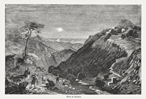 Village of Eden in Libanon, wood engraving, published in 1855 Village of Eden in Libanon, wood engraving, published in 1855