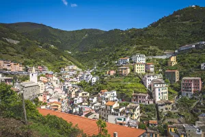 The village of Riomaggiore from the top of the hill, Liguria. Italy The village of Riomaggiore from the top of the hill, Liguria. Italy