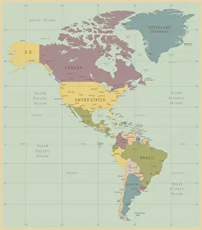 Maps Gallery: Vintage Map of North and South America