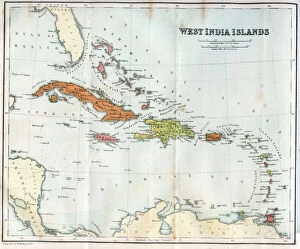 Jamaica Gallery: Vintage map of the West India Islands 1860s