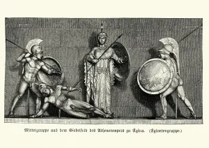 Ancient Greek Warriors Prints: Anceint Greek warrors before the Goddess Athena