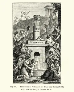 Antique Engravings For Sale Prints: Frontispiece from The Almanach of the Muse, French, 19th Century