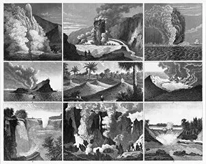 Related Images Gallery: Volcanoes, Geysers and Water Falls Engraving