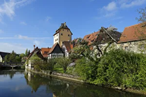 Wassertor Gate on the Pegnitz River, Hersbruck, Middle Franconia, Franconia, Bavaria, Germany Wassertor Gate on the Pegnitz River, Hersbruck, Middle Franconia, Franconia, Bavaria, Germany