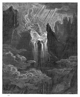 Heaven or Hell Collection: Water falling paradise lost engraving 1885