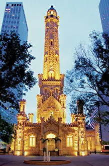 Water Tower at night in Chicago, Illinois, USA Water Tower at night in Chicago, Illinois, USA