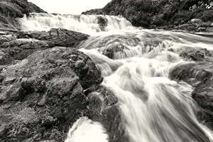 Waterfall at the Hermitage bridge on rainy day - Hermitage Bridge, Scotland Waterfall at the Hermitage bridge on rainy day - Hermitage Bridge, Scotland