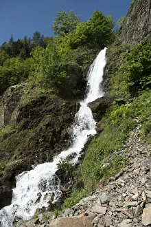 Waterfall at Road to Mestia of Svaneti region in Georgia