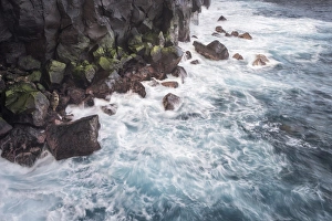Waves of a stormy sea on the rocky coast at Cap Mechant, Wild South, Sud sauvage, Reunion Waves of a stormy sea on the rocky coast at Cap Mechant, Wild South, Sud sauvage, Reunion