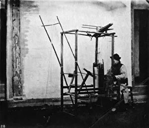 <b class=qtipBold><figcaption>Weaving In China</figcaption></b><br>circa 1900: A Chinese woman using a loom to weave textiles. (Photo by Hulton Archive/Getty Images) Weaving In China