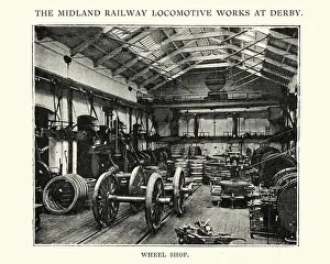 Wheel shop Midland railway locomotive works at Derby, 1892 Wheel shop Midland railway locomotive works at Derby, 1892