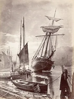 <b class=qtipBold><figcaption>Whitby</figcaption></b><br>circa 1880: The tide out in the harbour at Whitby, with boats moored up. (Photo by Frank Meadow Sutcliffe/Getty Images) Whitby