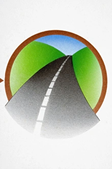 White lines in center of road, disappearing into distance, demonstrating perspective White lines in center of road, disappearing into distance, demonstrating perspective