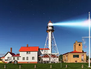 Grass Collection: Whitefish Point Lighthouse by Moonlight