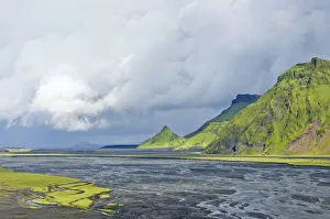 Wide glacial river Mulakvisl, Vik, Southern Region, Iceland Wide glacial river Mulakvisl, Vik, Southern Region, Iceland