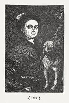 William Hogarth (1697-1764), English painter, wood engraving, published in 1881 William Hogarth (1697-1764), English painter, wood engraving, published in 1881