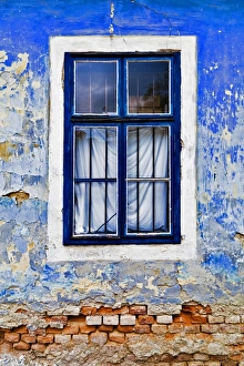 Window, facade with flaking paint, Krems, Lower Austria, Austria, Europe Window, facade with flaking paint, Krems, Lower Austria, Austria, Europe