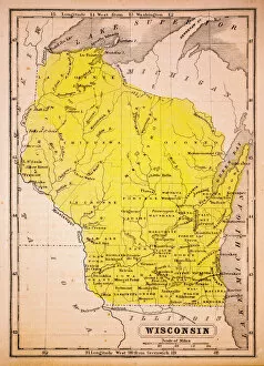 Images Dated 1st December 2015: Wisconsin 1852 Map