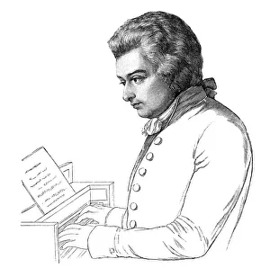 Wolfgang Amadeus Mozart portrait playing piano Wolfgang Amadeus Mozart portrait playing piano