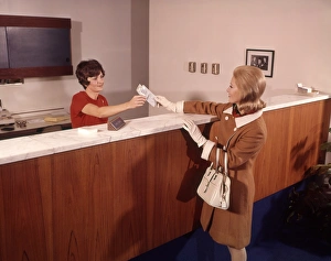 Woman Handing Deposit To Bank Teller Banking Women Woman Handing Deposit To Bank Teller Banking Women