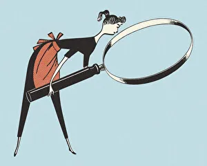 Woman Looking Through a Magnifying Glass Woman Looking Through a Magnifying Glass