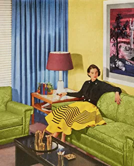 Decorating Gallery: Woman Sitting in a Living Room