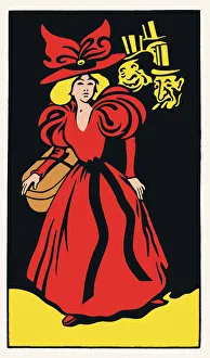Woman walking at night followed by men art nouveau 1897 Woman walking at night followed by men art nouveau 1897