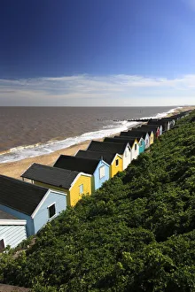 wooden Beach huts on the promenade, Southwold town wooden Beach huts on the promenade, Southwold town