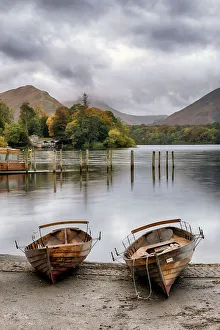 Wooden Row Boats At Derwentwater in the English Lake District Wooden Row Boats At Derwentwater in the English Lake District