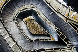 The wooden spiral stairway to the top The wooden spiral stairway to the top