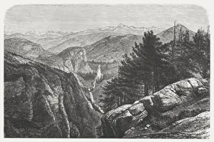 Yosemite National Park, USA, wood engraving, published in 1872 Yosemite National Park, USA, wood engraving, published in 1872