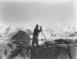 Alfred Stephenson with theodolite, Anchorage Island Alfred Stephenson with theodolite, Anchorage Island