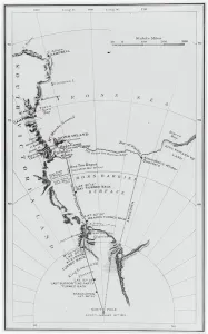 Antarctic Expedition Prints: Map Print of Scott and Amundsen's South Pole Expedition Route