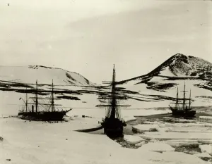 Antarctic Expedition Prints: Print of Discovery, Morning and Terra Nova at Winter Quarters