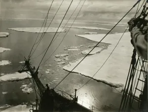 Trans-Antarctic Expedition Prints: A lake among leads in the pack ice Print