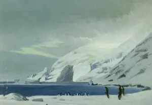 Trans-Antarctic Expedition Prints: Print of men and penguins on Elephant Island, 1916 oil painting