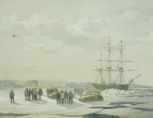 Sledge-party leaving HMS Investigator in Mercy Bay, under command of Lieutenant Gurney Sledge-party leaving HMS Investigator in Mercy Bay, under command of Lieutenant Gurney
