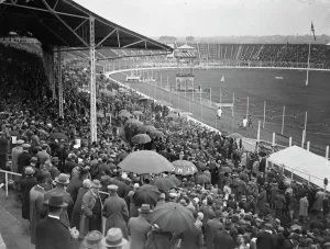 Dog Racing Prints: Print of Greyhound race meeting at the White City
