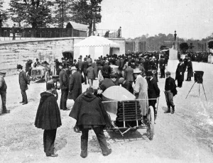 23rd May 1903. The paddock with Lorraine-Barrow car in les jardins des Tuileries 23rd May 1903. The paddock with Lorraine-Barrow car in les jardins des Tuileries