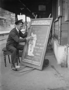 Railway Poster Prints: 1938 Railway Porter Sign Writer Print