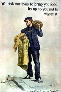 Prints of WWI poster - British - We risk our lives to bring you food. Its up to you not to waste it. - A message from our seamen. -? TopFoto World War I And II Prints: WWI British Print: A Seaman's Plea to Conserve Food