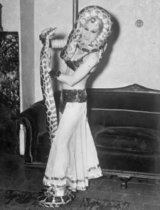 Related Images Gallery: Aerial, a striptease actress from South America, has introduced a new thrill into her act