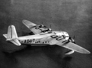 Aerial view of Imperial Airways flying boat Centaurus on the water at Rochester Aerial view of Imperial Airways flying boat Centaurus on the water at Rochester