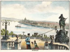 Archive Hungary - Budapest 1896 - postcard. View from the Royal Palace in Buda Archive Hungary - Budapest 1896 - postcard. View from the Royal Palace in Buda
