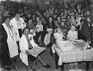 A birthday party at the welfare centre in Orpington, Kent. 1939