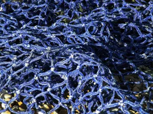 Detail of blue fishing net in the sunshine credit: Marie-Louise Avery / thePictureKitchen Detail of blue fishing net in the sunshine credit: Marie-Louise Avery / thePictureKitchen