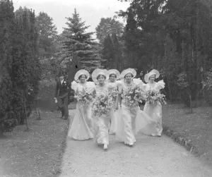 Brides maids at Lawrence and Broughton wedding at Orpington Parish, Kent. 1934 Brides maids at Lawrence and Broughton wedding at Orpington Parish, Kent. 1934