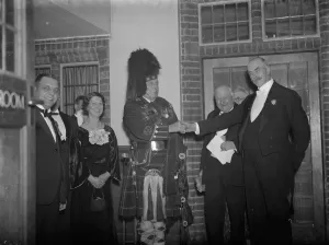 Burns night and J Gray plays the pipe in Bexley. 25 January 1938 Burns night and J Gray plays the pipe in Bexley. 25 January 1938